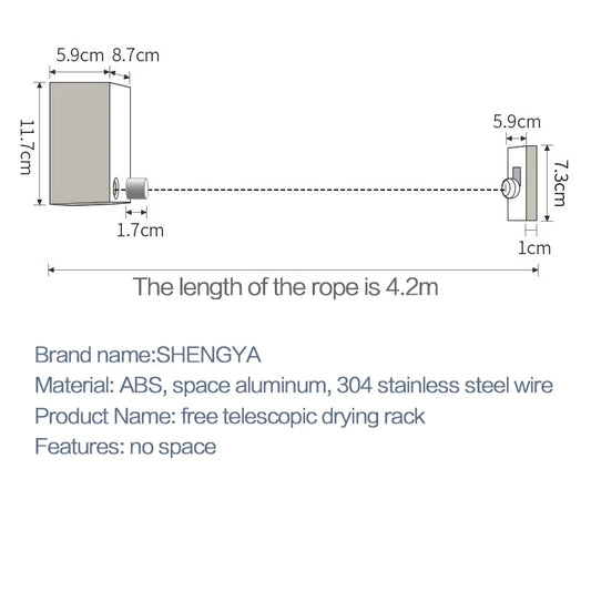 Telescopic Clothesline Clothes Drying Rope